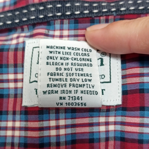 LL Bean Men's Tall Red Plaid Shirt Traditional Fit 100% Cotton - Picture 5 of 7